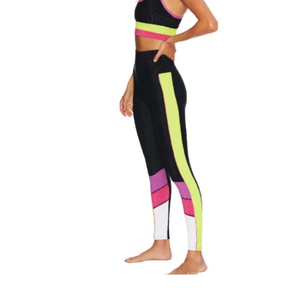 BEACH RIOT Bailey Legging in Black Multi Colorblock High-Waisted Leggings size S - Picture 2 of 3